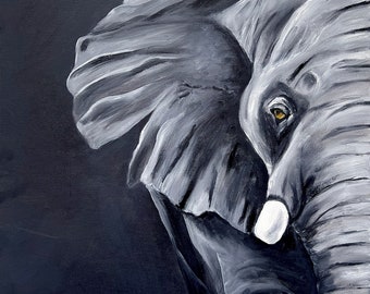 Elephant, Original Oil Painting, Abstract, Contemporary Art, Wall Decor