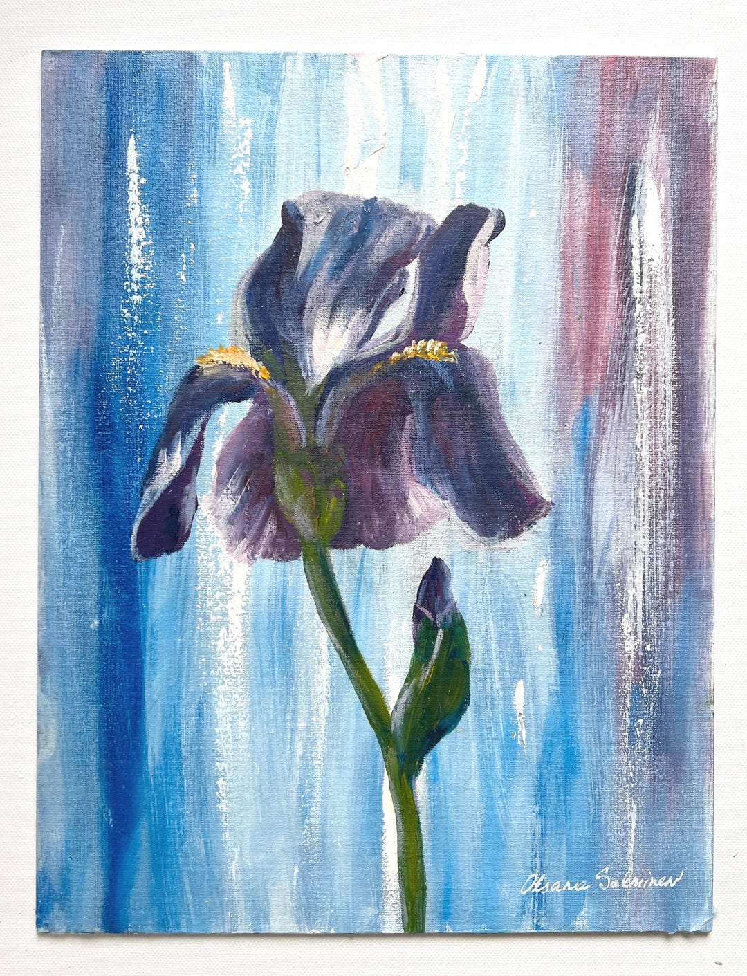 Iris Flower Impasto Oil Painting | Textured Floral Canvas Art - Etsy