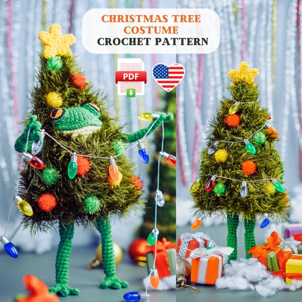 Cozy Christmas Tree Costume for the frog - Crochet Clothes Pattern