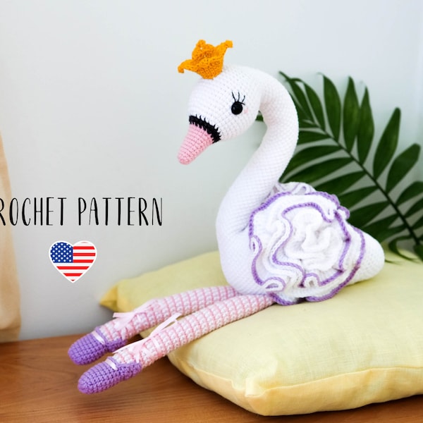 Crochet swan princess, ballerina swan amigurumi bird pattern Christmas gift Easter decor