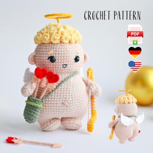 Cupid Crochet Pattern PDF – Amigurumi Valentine Angel Doll Tutorial with Heart, Wings & Bow – Romantic Handmade Gift Idea