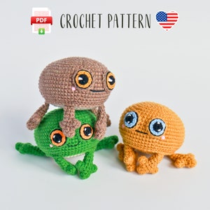 Toon Desert Rain Frog Crochet Pattern PDF – Cute Amigurumi Frog Plush DIY, Kawaii Stuffed Toy, Easy Beginner Crochet Project