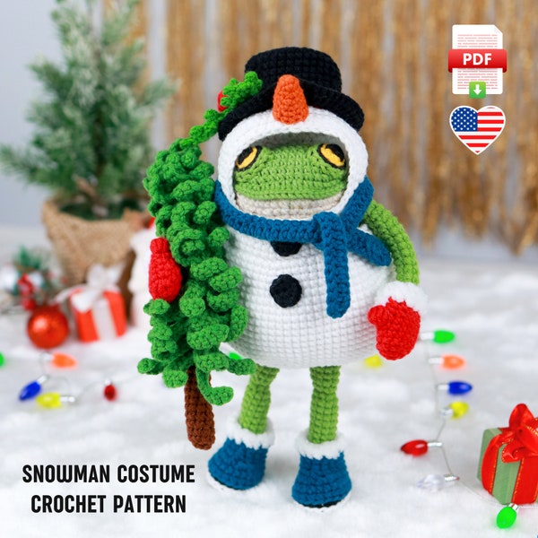 Crochet pattern Christmas Costume for the frog - PDF Tutorial, Crochet Christmas Outfit for the toy