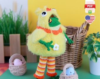 Chicken Costume Crochet Pattern for Frog (PDF Tutorial)
