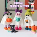 Halloween Ghost Crochet Pattern PDF – 4 in 1 Spooky Amigurumi Tutorial: Witch Cat, Pumpkin, Books & Boba – Cute Fall Decor Digital Download