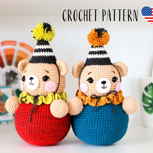 PATTERN Roly-poly Teddy Bear - amigurumi crochet toy