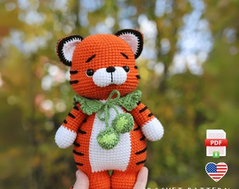 Crochet pattern tiger PDF amigurumi tutorial Christmas gift Baby shower gift