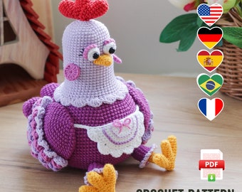 Adorable Hen Crochet Pattern - Amigurumi Chicken Toy DIY | Easter Decor Crochet PDF | Farmhouse Chicken Pattern for Spring Gifts