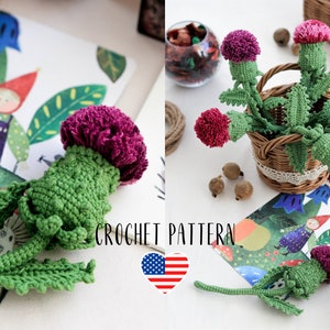 Thistle cardo artichoke crochet flower PDF pattern