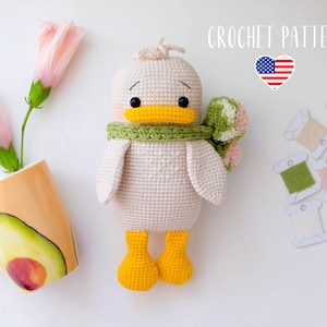 Crochet little duck, amigurumi bird crochet pattern, lovely duckling Easter decor