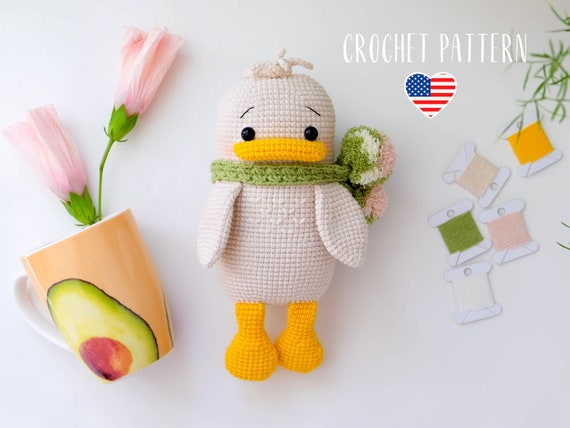 Cute Duck Crochet Pattern – Amigurumi PDF Tutorial for Plush Toy with Scarf, Beginner Friendly DIY Animal Pattern, Instant Digital Download
