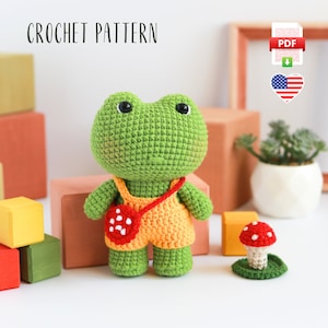 Cute Frog Amigurumi Crochet Pattern – Easy PDF Tutorial for Beginners – Adorable Crochet Animals – Simple DIY Toy Gift