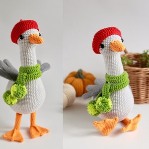 Goose crochet pattern, amigurumi goose in clothes, amigurumi bird crochet toy pattern, PDF tutorial Easter decor image 3