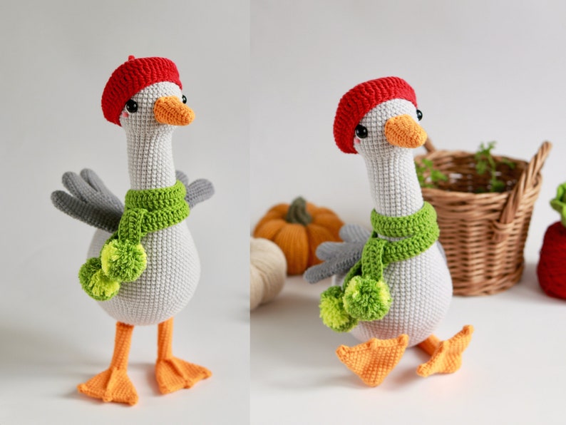 Goose crochet pattern, amigurumi goose in clothes, amigurumi bird crochet toy pattern, PDF tutorial Easter decor image 3