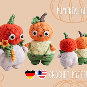 Pumpkin Man Amigurumi Crochet Pattern PDF – Doll with Pumpkin-Shaped Head, Cute Autumn Doll Tutorial, Halloween Fall Decor, Instant Download