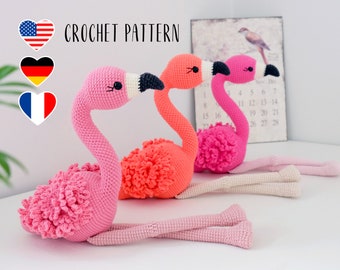Flamingo Crochet Pattern PDF – Amigurumi Bird Plush Toy Tutorial – DIY Tropical Animal for Nursery Decor, Baby Shower or Handmade Gift