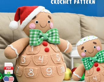 Crochet Gingerbread Man Advent Calendar Pattern: Amigurumi Christmas Countdown (PDF Pattern)