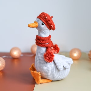 Goose crochet pattern, amigurumi goose in clothes, amigurumi bird crochet toy pattern, PDF tutorial Easter decor image 9