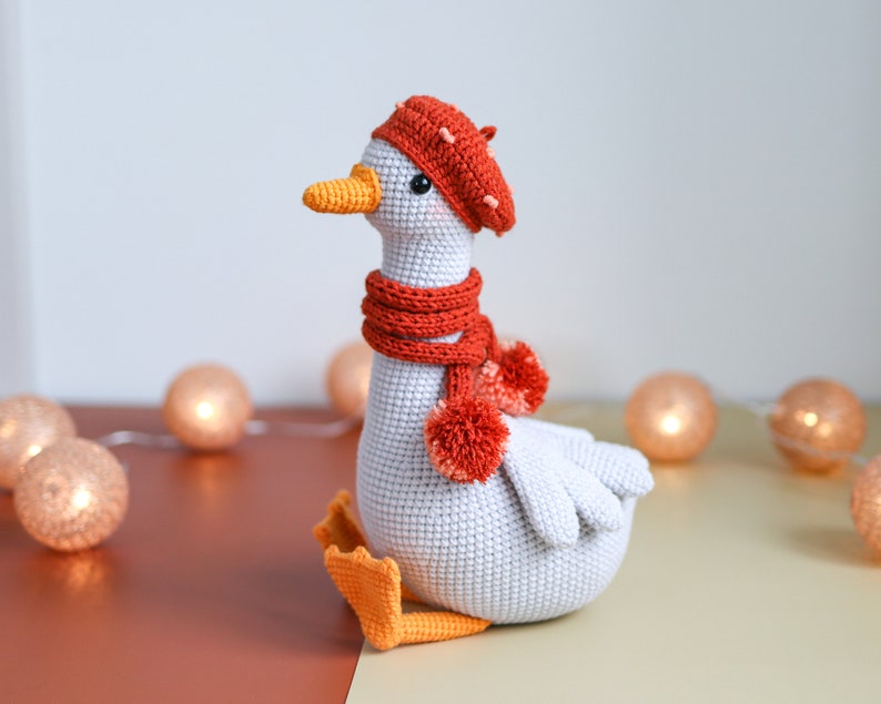 Goose crochet pattern, amigurumi goose in clothes, amigurumi bird crochet toy pattern, PDF tutorial Easter decor image 9