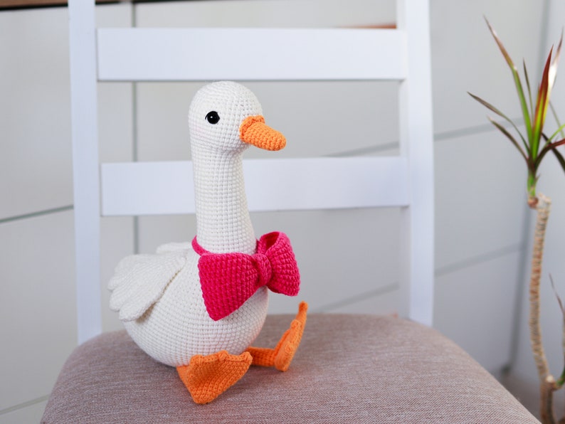 Goose crochet pattern, amigurumi goose in clothes, amigurumi bird crochet toy pattern, PDF tutorial Easter decor image 10