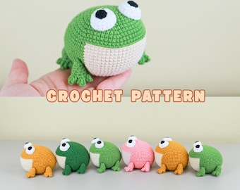 Patrón de ganchillo Froggy Pogy, tutorial en PDF de sapo amigurumi redondo