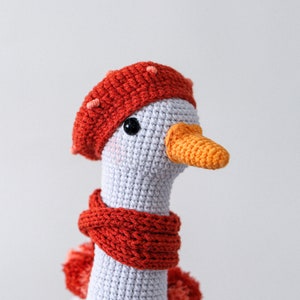 Goose crochet pattern, amigurumi goose in clothes, amigurumi bird crochet toy pattern, PDF tutorial Easter decor image 8