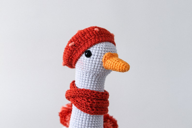 Goose crochet pattern, amigurumi goose in clothes, amigurumi bird crochet toy pattern, PDF tutorial Easter decor image 8