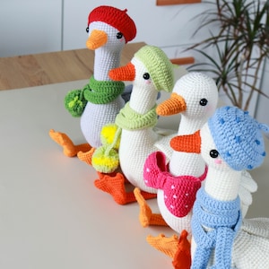 Goose crochet pattern, amigurumi goose in clothes, amigurumi bird crochet toy pattern, PDF tutorial Easter decor image 6