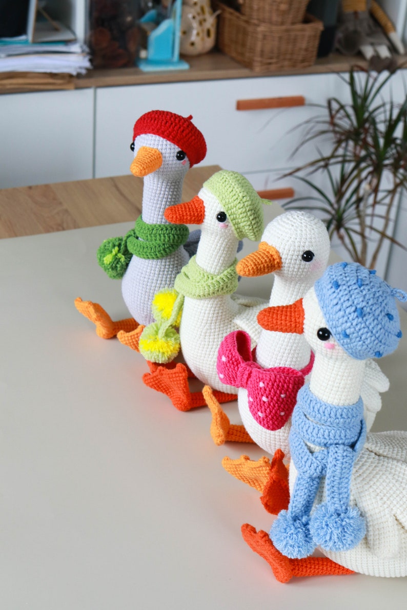 Goose crochet pattern, amigurumi goose in clothes, amigurumi bird crochet toy pattern, PDF tutorial Easter decor image 6