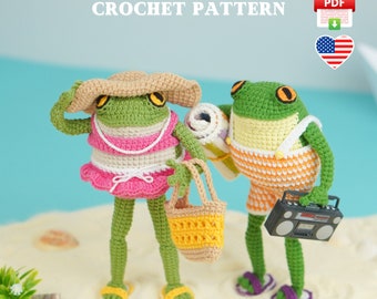 Swimming outfits for the frogs, PDF crochet pattern, bikini, beach, summer