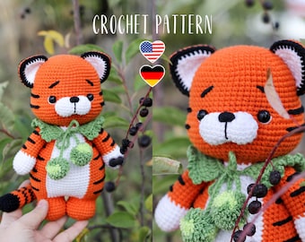 PATTERN Tobi the tiger crochet toy pattern amigurumi tutorial