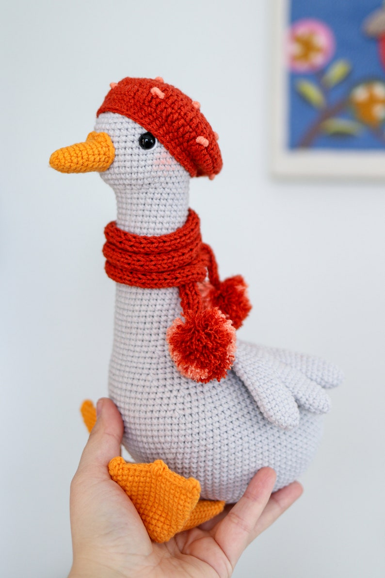 Goose crochet pattern, amigurumi goose in clothes, amigurumi bird crochet toy pattern, PDF tutorial Easter decor image 7