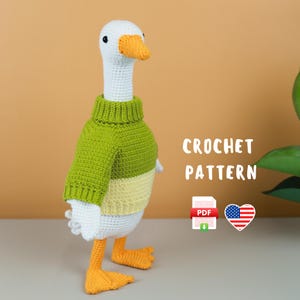 PDF realistisch gehaakt ganspatroon, zelfstudie amigurumi-vogelspeelgoed