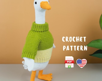 Realistic Crochet Goose Pattern PDF, Amigurumi Bird Toy Tutorial