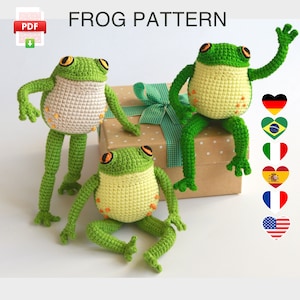 Wzór szydełkowy Żaba Ropucha PDF tutorial amigurumi Śliczny żabi amigurumi ciało żaby wzór zdjęcie 1