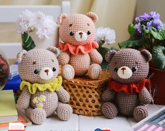 Crochet Teddy Bear Amigurumi Pattern, Easy Animal Toy (PDF Tutorial)