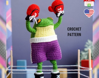 Crochet Frog Boxing Outfit Pattern, Amigurumi Sports Clothes (PDF Tutorial)