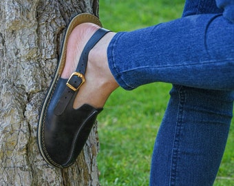 Handmade Leather Barefoot Clogs: Wide Toe Box Sandals