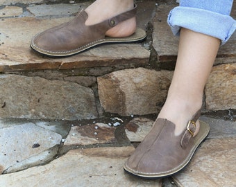 Sandales minimalistes pour femmes en cuir faites main, pieds nus, larges et confortables, semelle en caoutchouc flexible, zéro chute, sabots de vacances