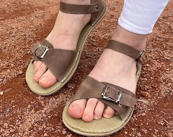 Handmade Leather Barefoot Sandals: Wide Toe Box, Beach Shoes