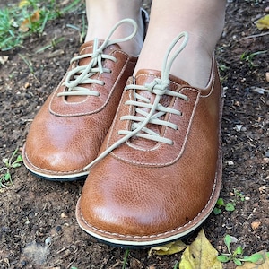 Handmade Leather Barefoot Shoes: Wide Toe, Zero Drop, Brown Moccasins