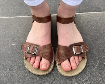 Handmade Leather Barefoot Sandals, Wide Toe Box, Zero Drop Sole
