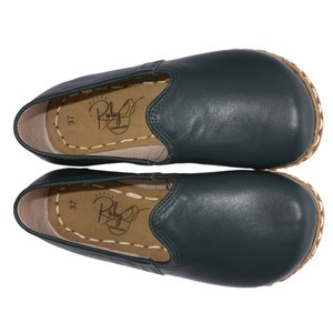 Grounding Shoes Women, Earthing Grounded Shoe, Barefoot Shoes Women, Handmade shoes, All Leather Shoes, Minimalistic Shoes, Green Barefoot