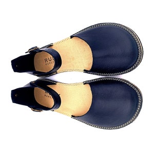 Minimalist Barefoot Handmade Leather Women Black Sandals, Comfortable Wider, Flexible Rubber Sole.