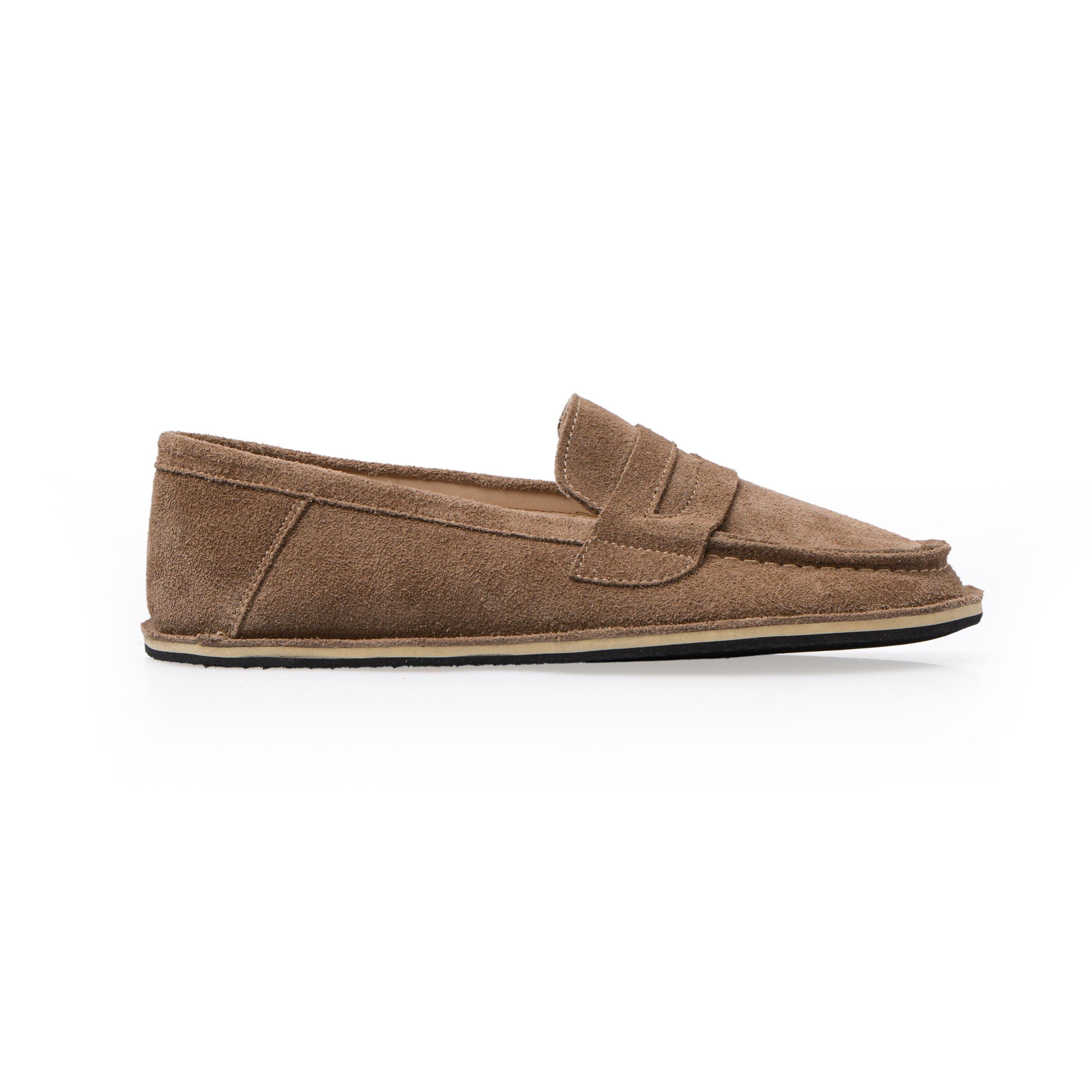 Handmade Taupe Suede Barefoot Loafers: Wide Toe Box, Zero Drop - Etsy