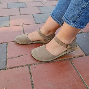 Handmade Suede Leather Barefoot Sandals: Wide Toe, Minimalist Mary Janes
