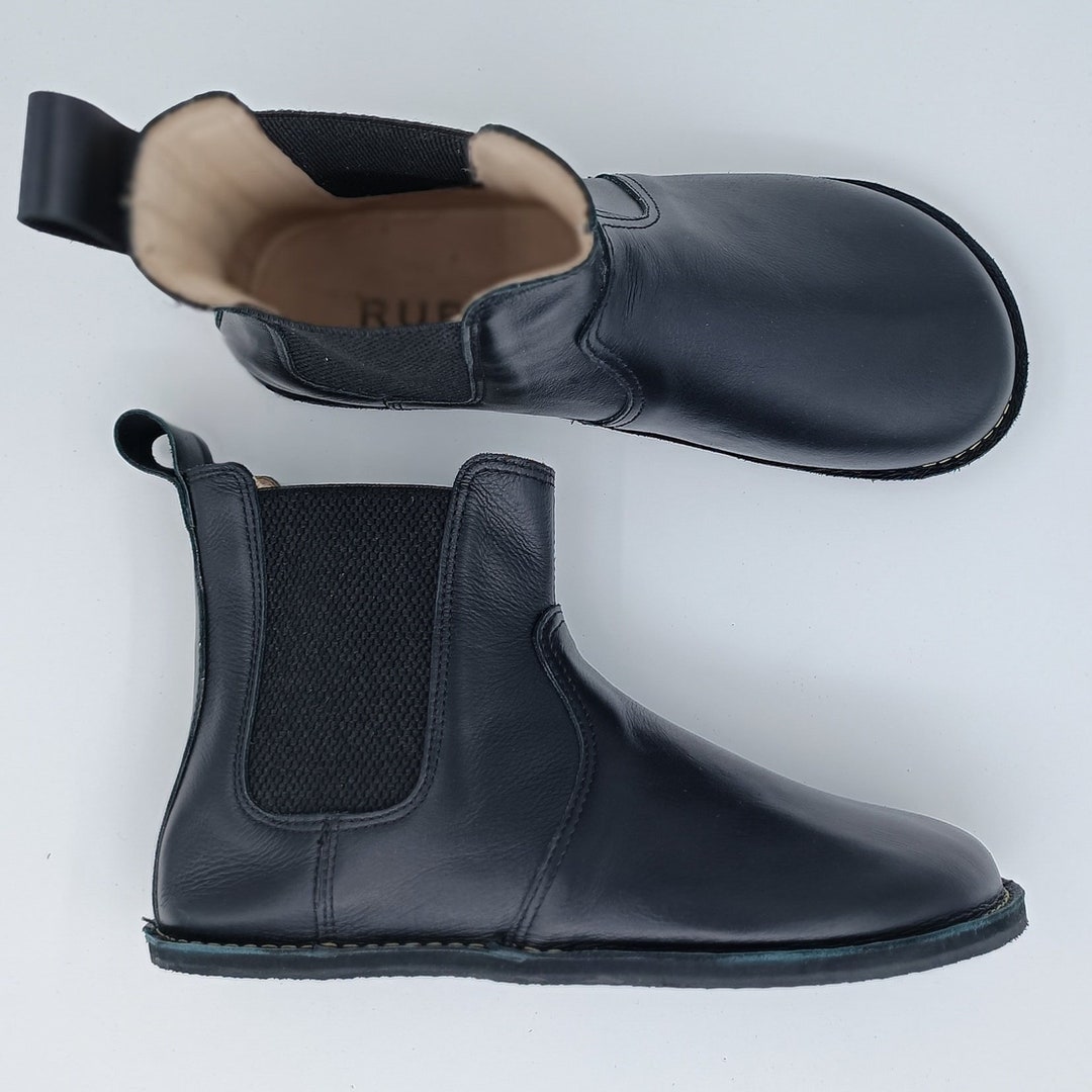 Women Chelsea Barefoot Boots, Wide Toe Box Boots, Handmade Winter Boots, All Natural Zero Drop