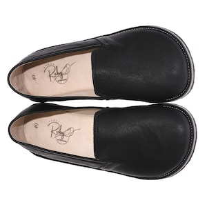 Handmade Barefoot Black Leather Moccasins, Wide Toe Box Shoe
