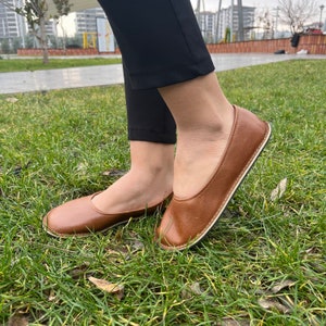 Handgjorda barfota ballerinaskor i läder: slip-on-skor utan dropp