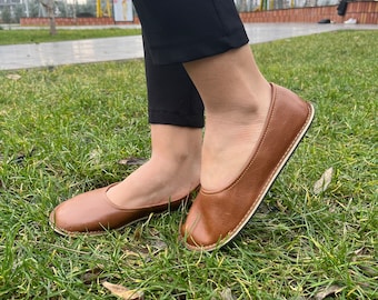 Handcrafted Leather Barefoot Ballet Flats: Zero Drop Slip-On Shoes